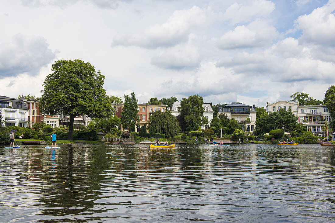 Outer Alster Lake with exclusive residential areaWinterhude district, Hamburg, Germany
