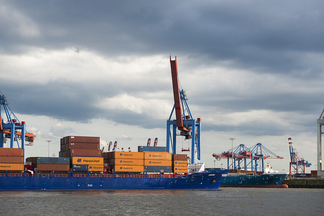 Loading cranes, Port of Hamburg, Container port, Elbe, Hamburg, Germany