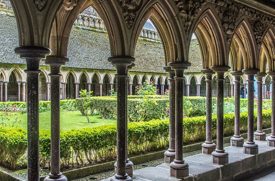 Normandy, the Mont Saint Michel Abbey, cloister (UNESCO World Heritage) (on the way to Santiago de Compostela)