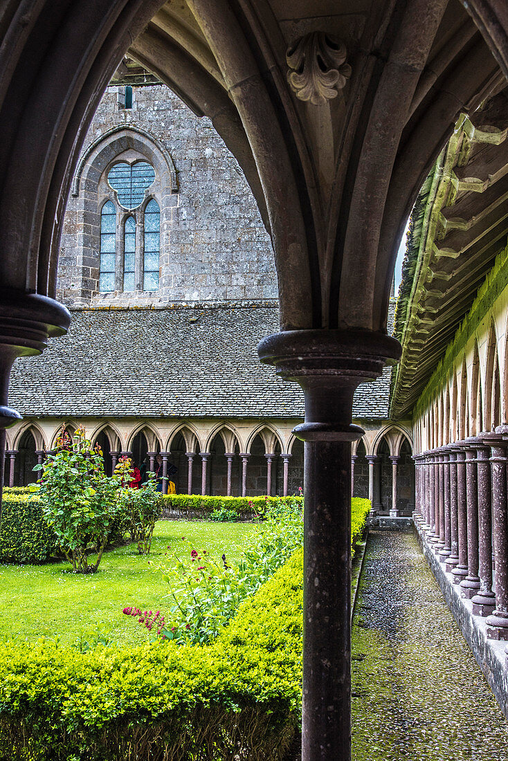 Normandy, the Mont Saint Michel Abbey, cloister (UNESCO World Heritage) (on the way to Santiago de Compostela)