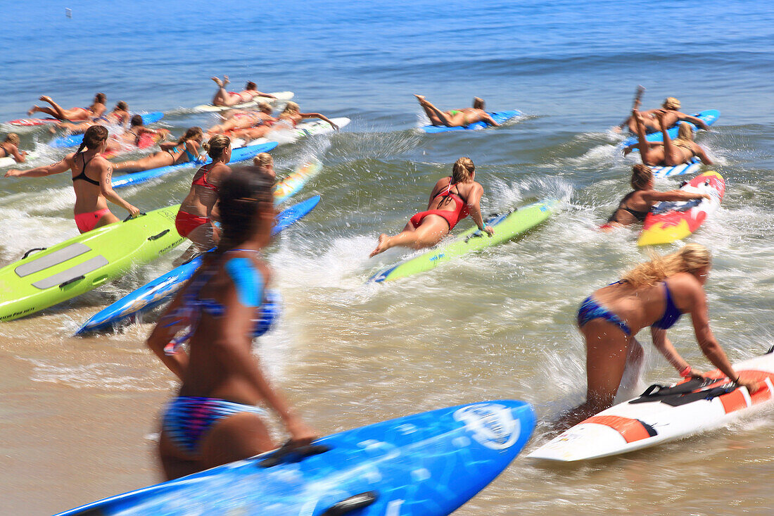 Usa, New Jersey, Sandy Hook. The Sandy Hook All Women Lifeguard Tournament