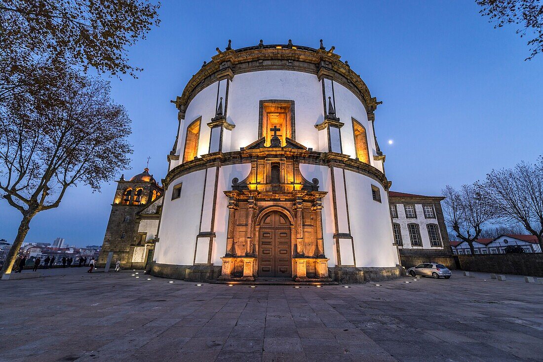 Facade of Church of Augustinians Monastery of Serra do Pilar in Vila Nova de Gaia city, Grande Porto subregion in Portugal