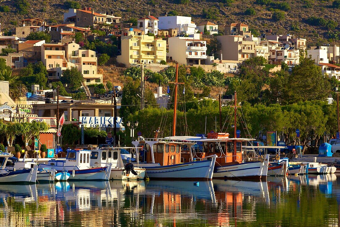 Elounda Harbour, Elounda, Crete, Greek Islands, Greece, Europe