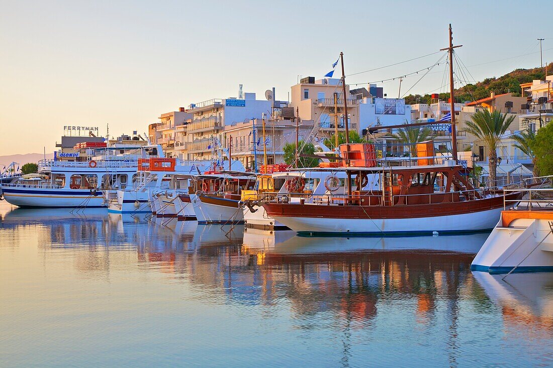 Elounda Harbour, Elounda, Crete, Greek Islands, Greece, Europe