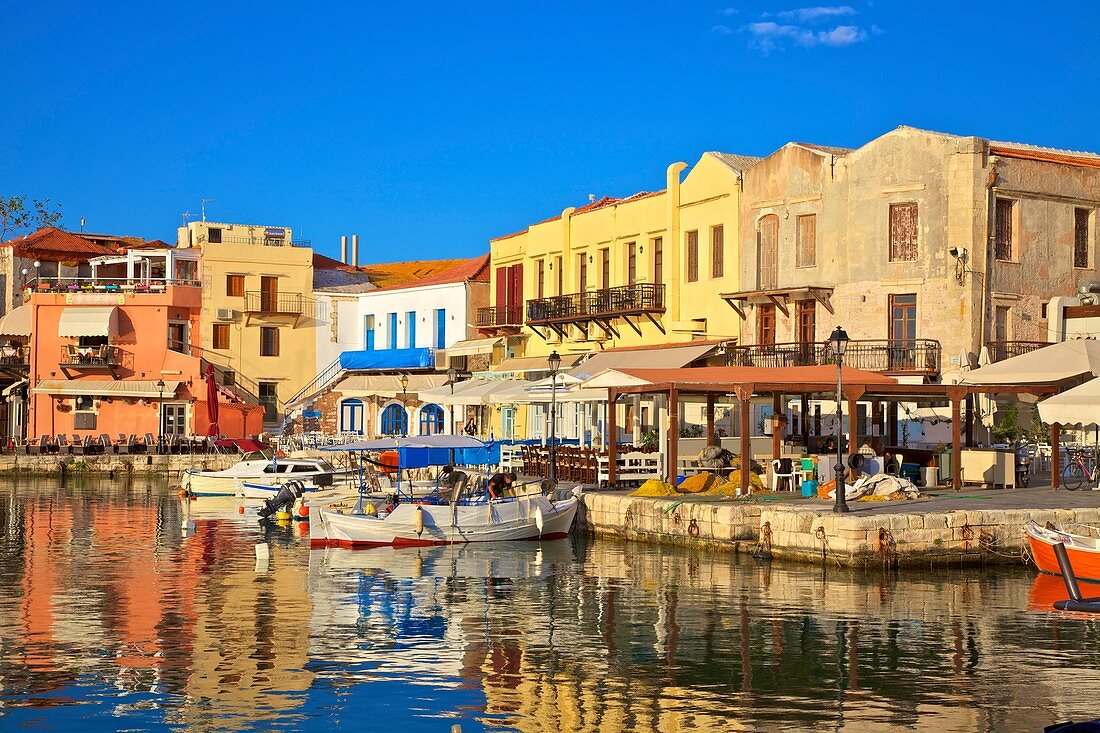 The Harbour at Rethymno, Rethymno, Crete, Greek Islands, Greece, Europe