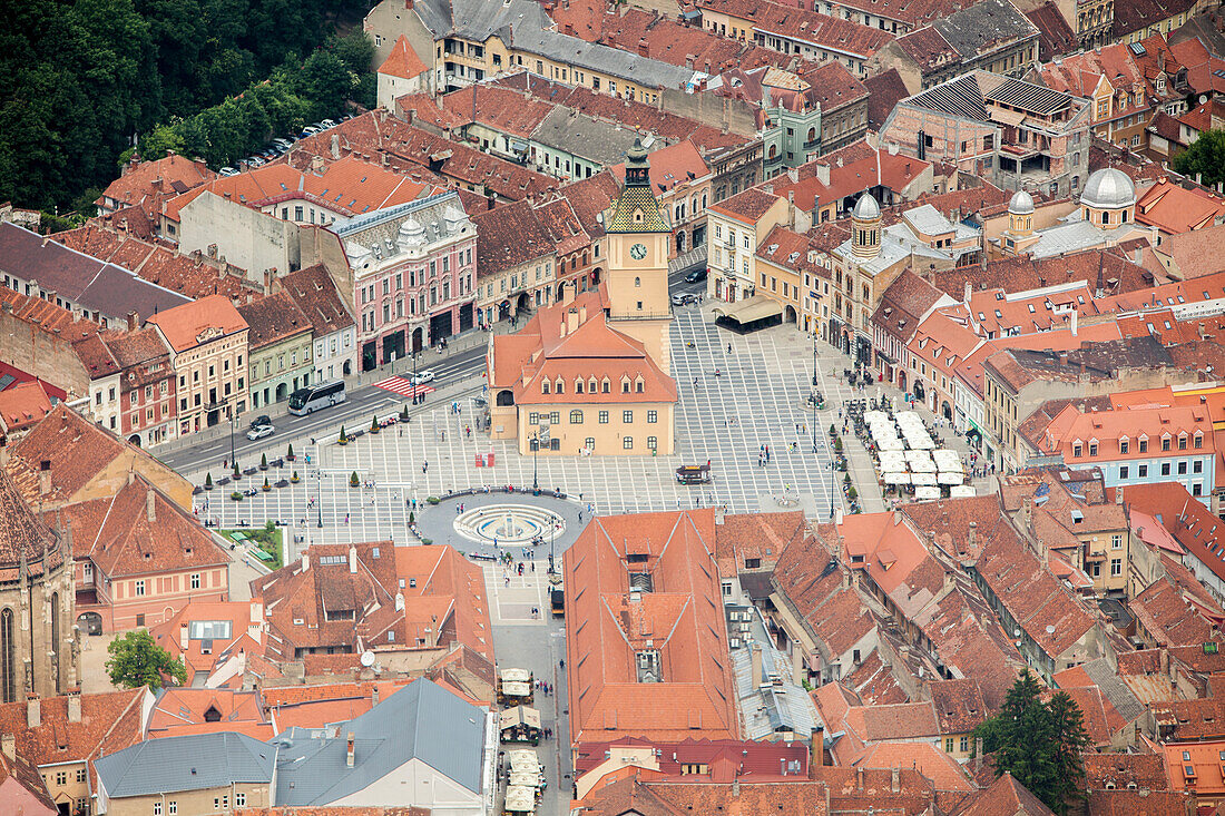 Old Market Square from Mount Tampa, Brasov, Transylvania, Romania, Europe