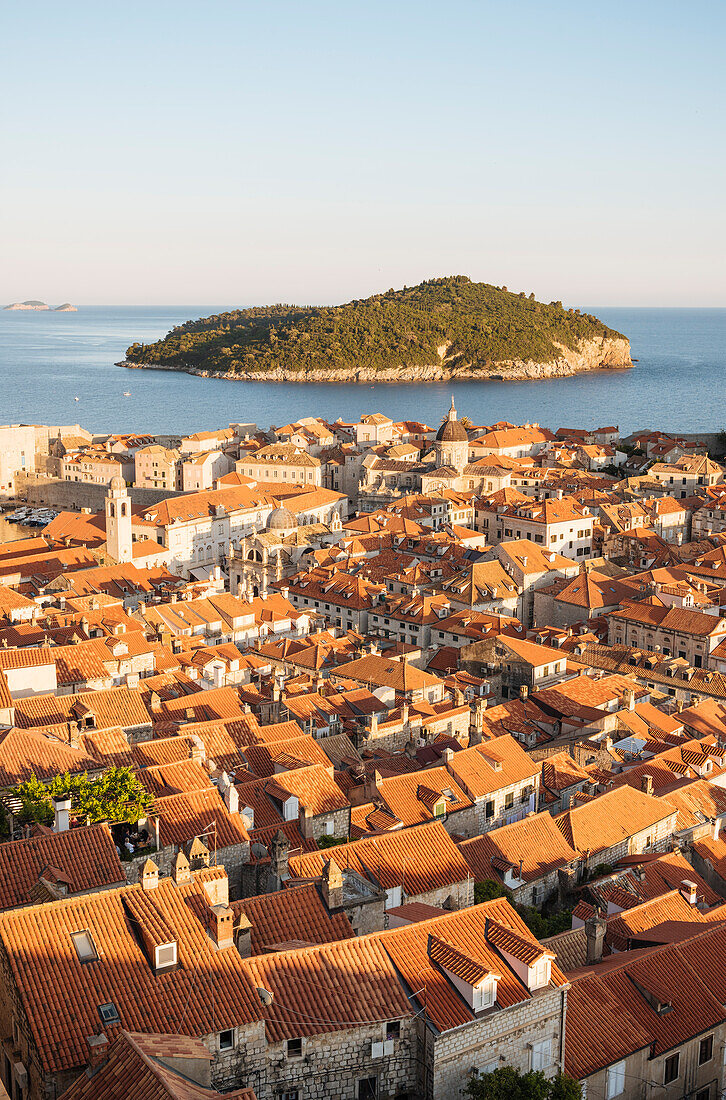 Views over Dubrovnik city skyline from City Walls, UNESCO World Heritage Site, Dubrovnik, Croatia, Europe