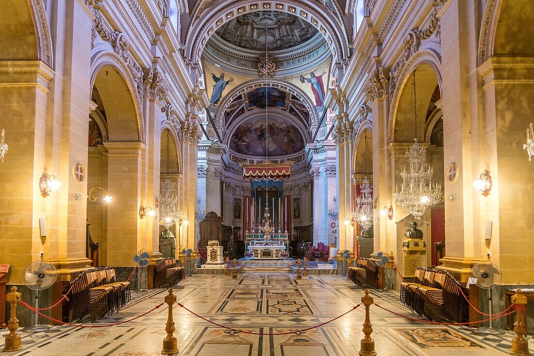 Cathedral of the Assumption interior, Cittadella or Citadel, Victoria, Gozo, Malta.