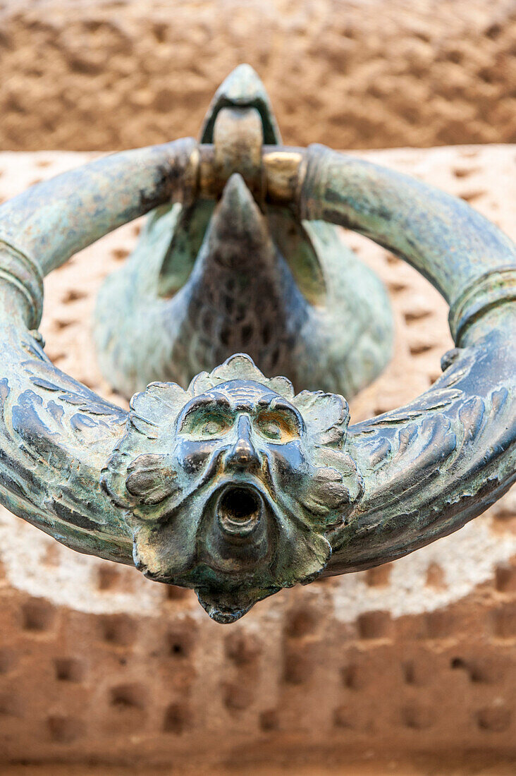 Brass ring decoration, Alhambra, Granada, Andalusia, Spain, Europe