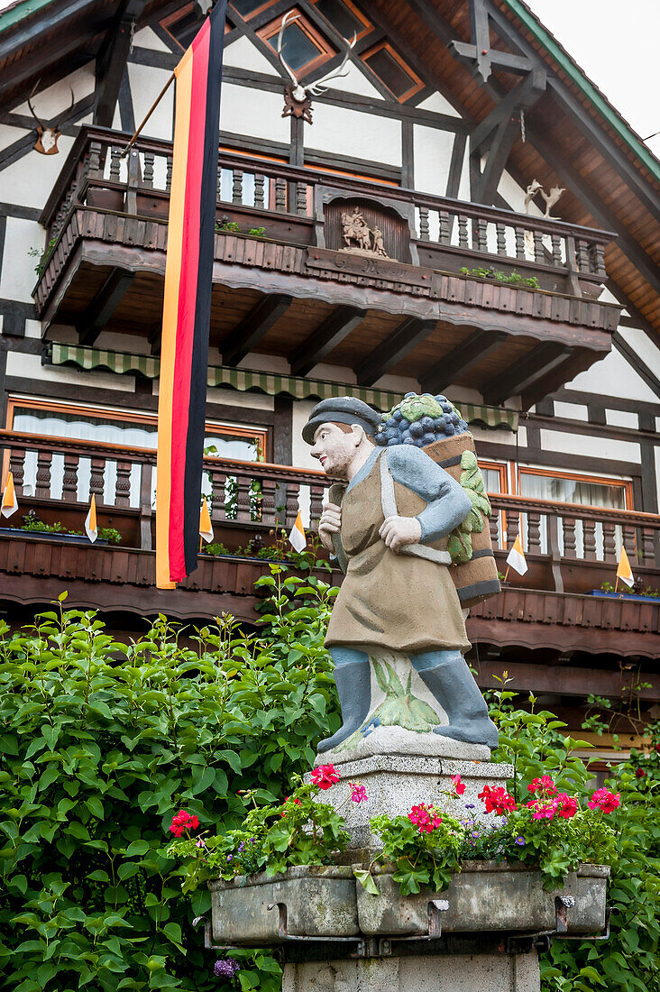 Timber-frame house, Corpus Christi, Feast of Corpus Christi, procession, Sipplingen, Lake Constance, Baden-Wuerttemberg, Germany, Europe