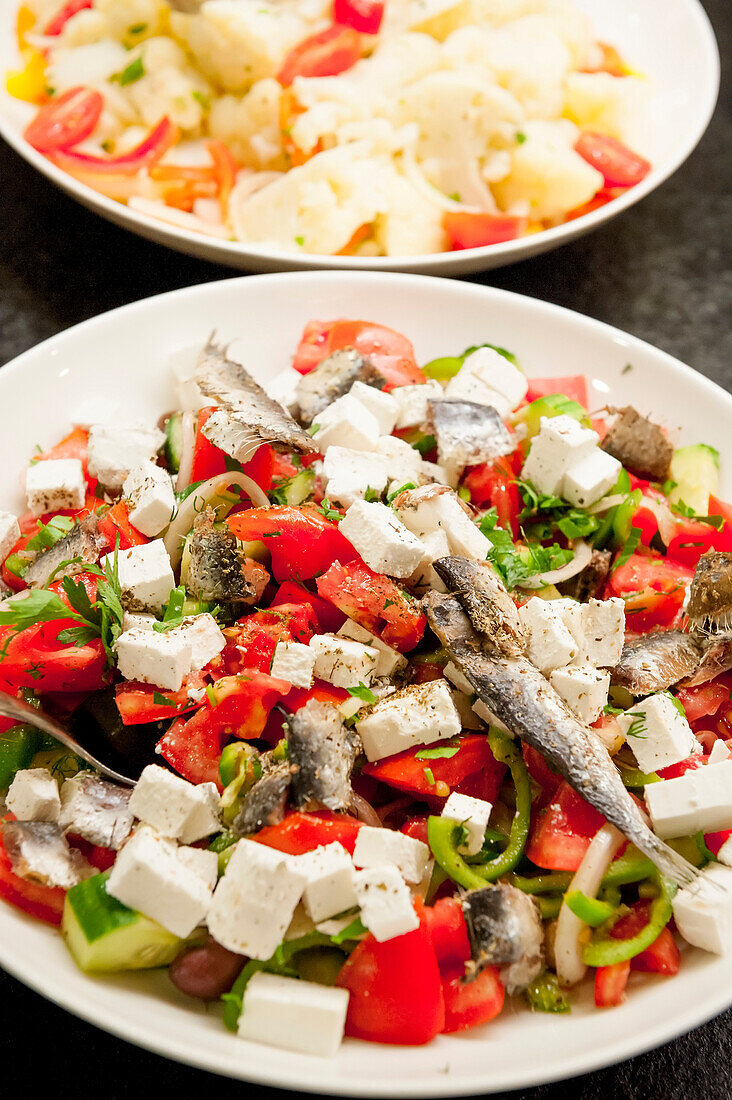 Salad buffet, Greek food, hotel, Agia Galini, Crete, Greece, Europe