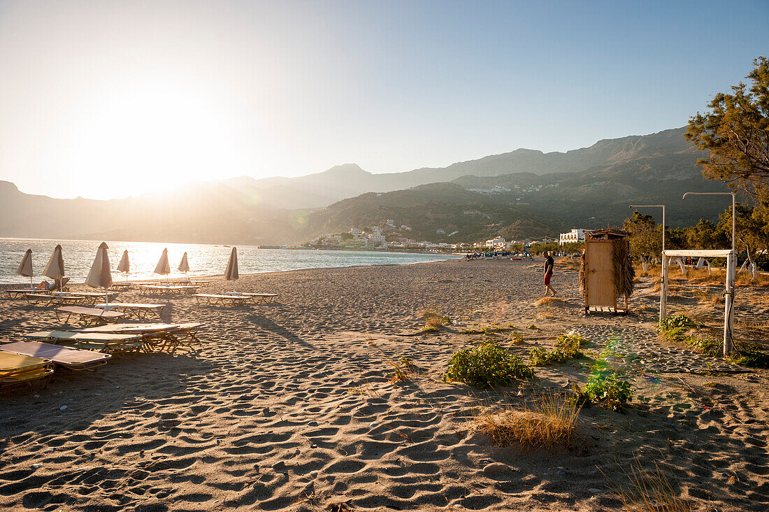 Strand am Abend, Sonnenuntergang, Bucht, Meer, Küste, Landschaft, Plakias, Kreta, Griechenland, Europa