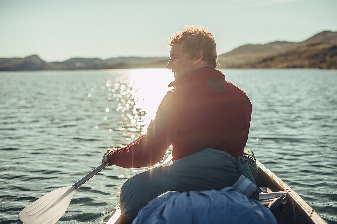 Rowing boat in greenland, greenland, arctic.