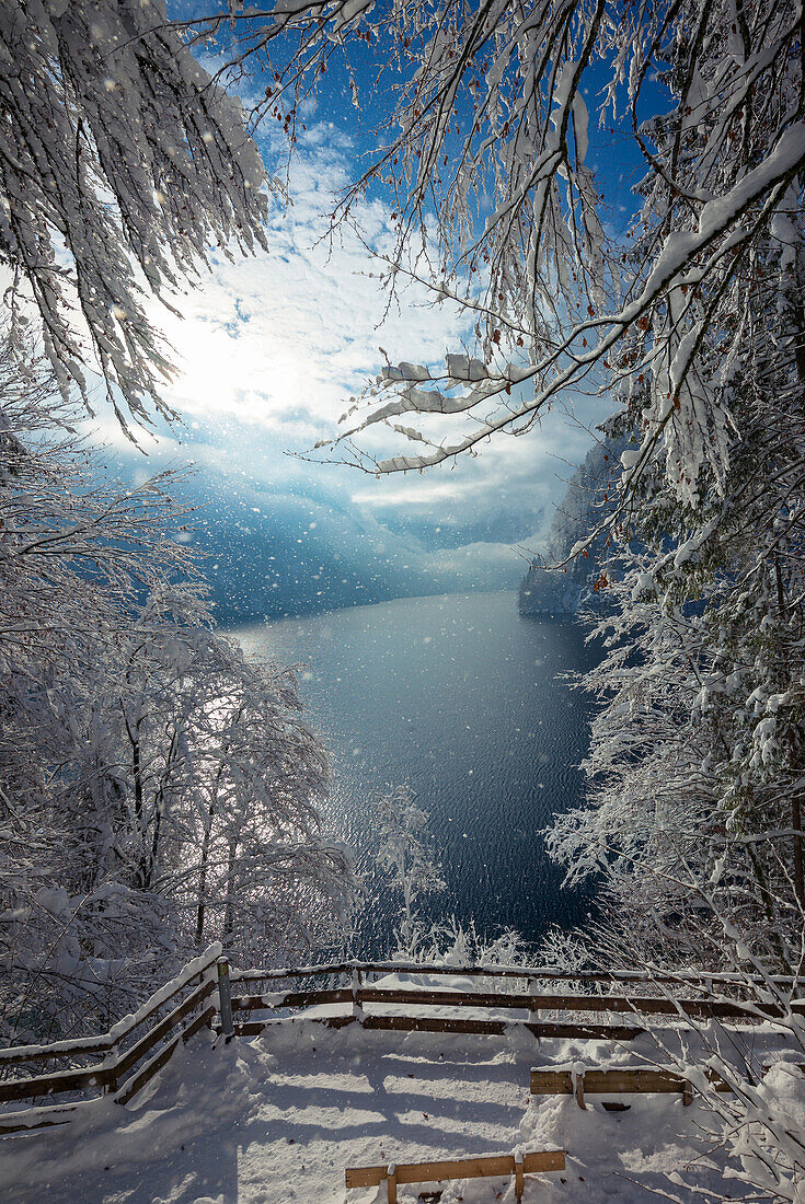 Winter at Koenigssee, Koenigssee, Berchtesgaden, Bavaria, Germany