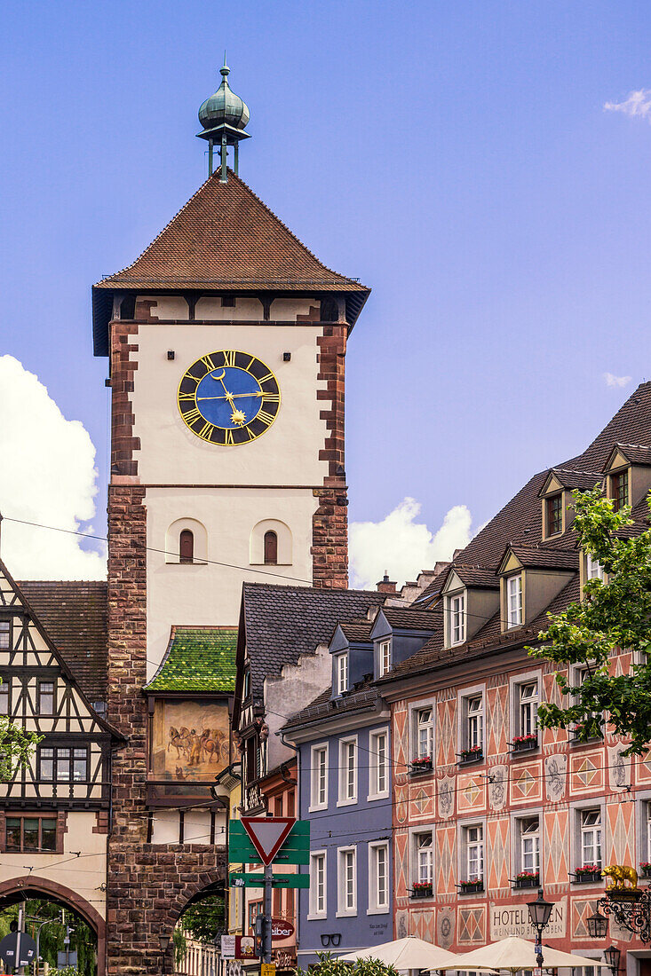 Schwabentor, gate tower, old city center, Freiburg, Baden-Wuerttemberg, Schwarzwald, black forest, Germany