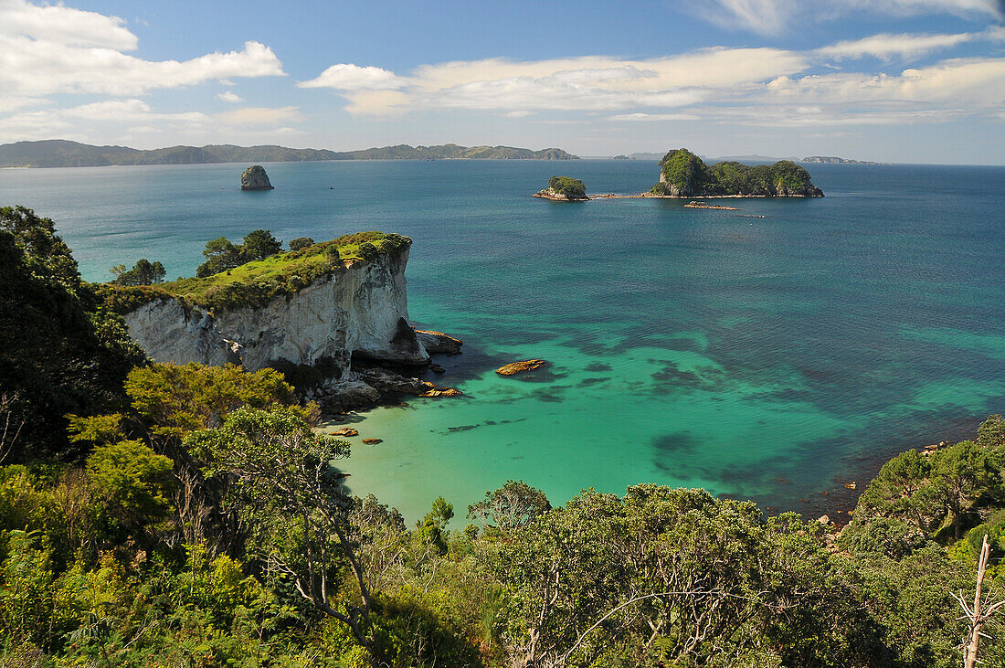 Blick über die Mercury Bay auf der Coromandel, Nordinsel, Neuseeland