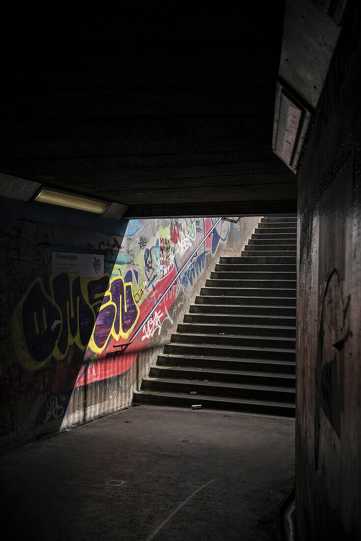 subway with graffiti, Belfast, Northern Ireland, United Kingdom, Europe
