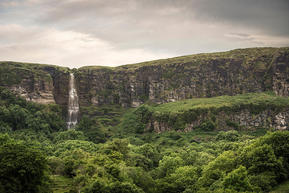 Glencar waterfall at Glencar Lake, County Leitrim, Ireland, Europe