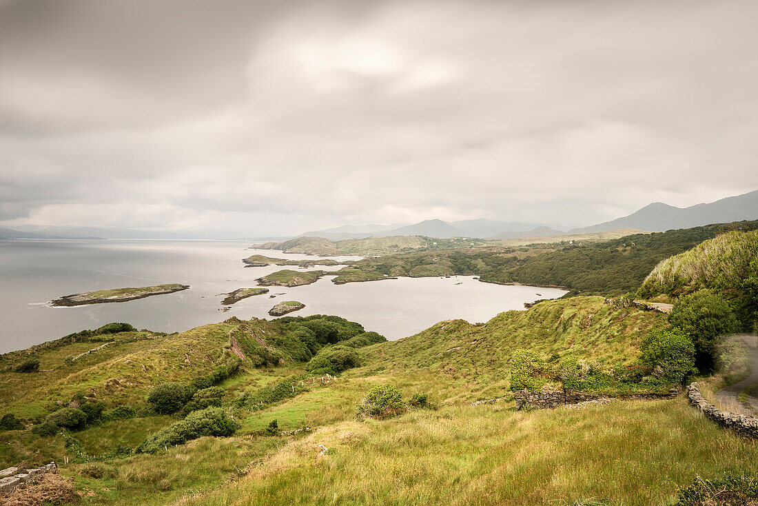 sea view from coastal road at Beara Peninsula, County Cork, Ireland, Wild Atlantic Way, Europe