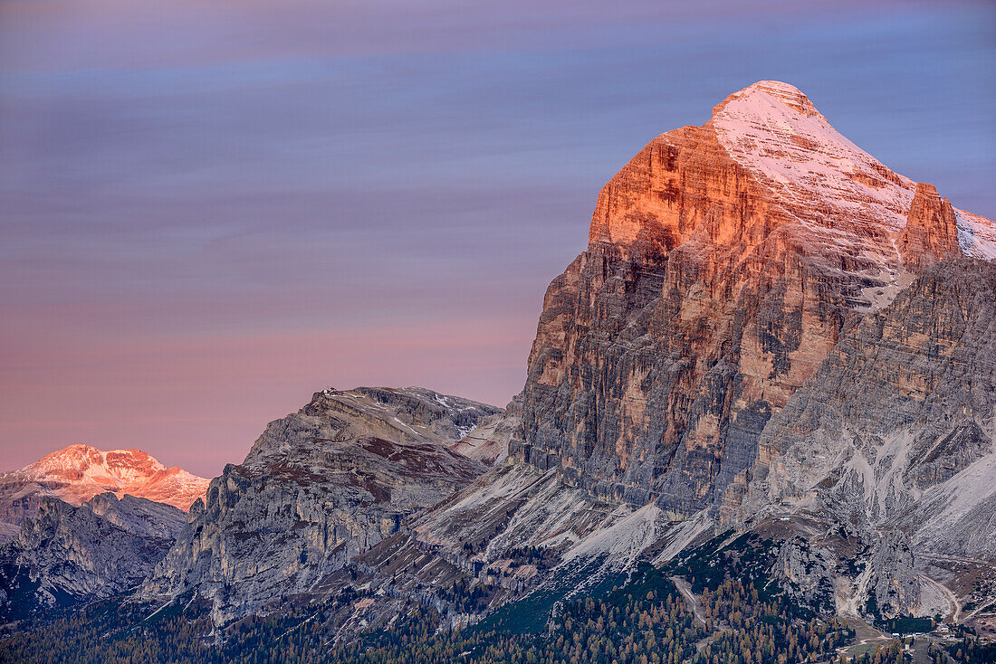 Tofana at morning light, Cortina d' Ampezzo, Dolomites, UNESCO World Heritage Site Dolomites, Venetia, Italy