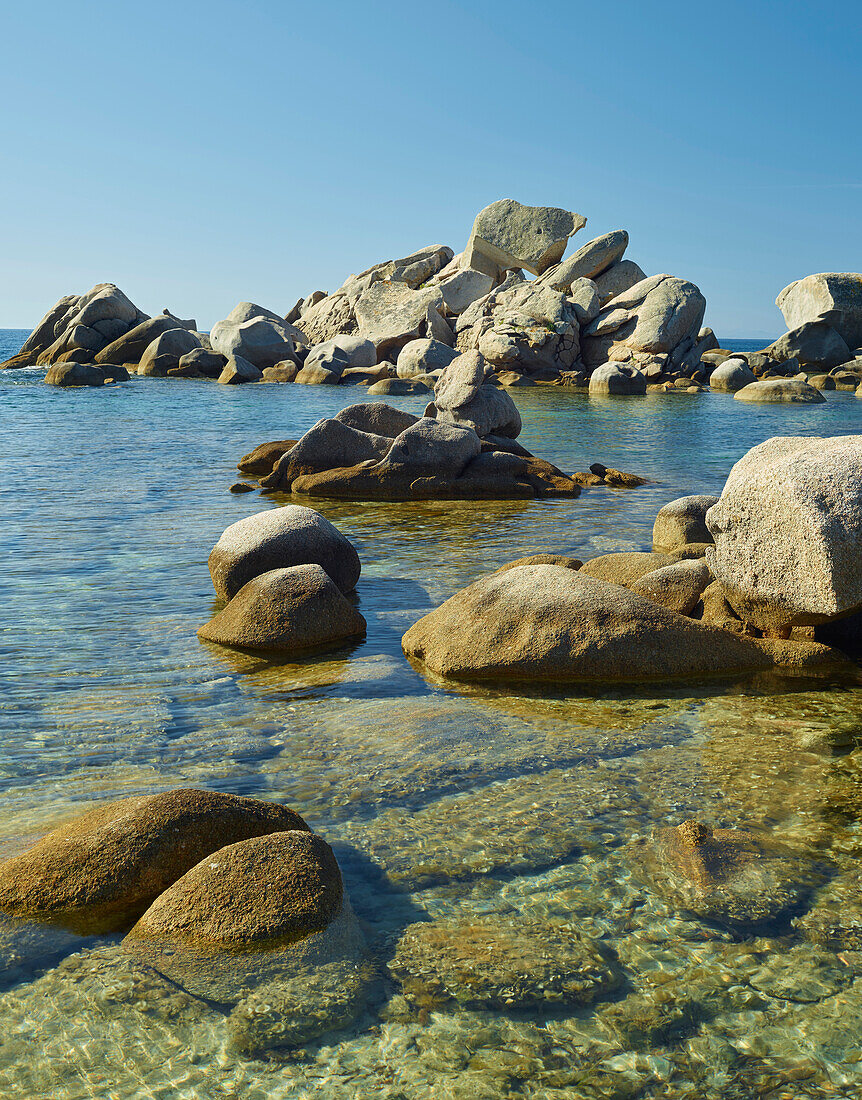 rock on the rocks at the Plage Palombaggia Palombaggia plague, Corsica, France