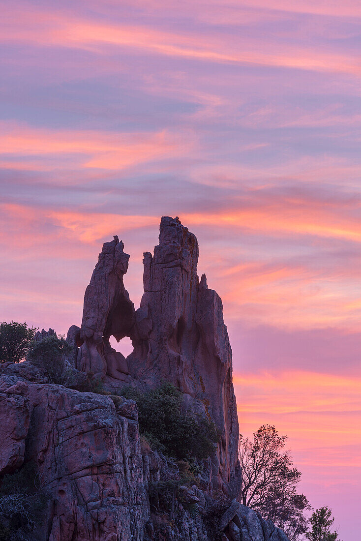 Abendstimmung, Le Coeur, Calanques de Piana, Korsika, Frankreich