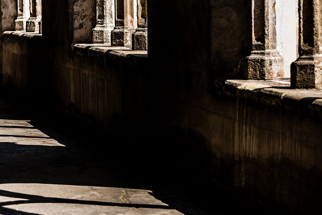 The cloister in the original Dominican monastery in the old town, Bolzano, South Tyrol, Alto Adige, Italy