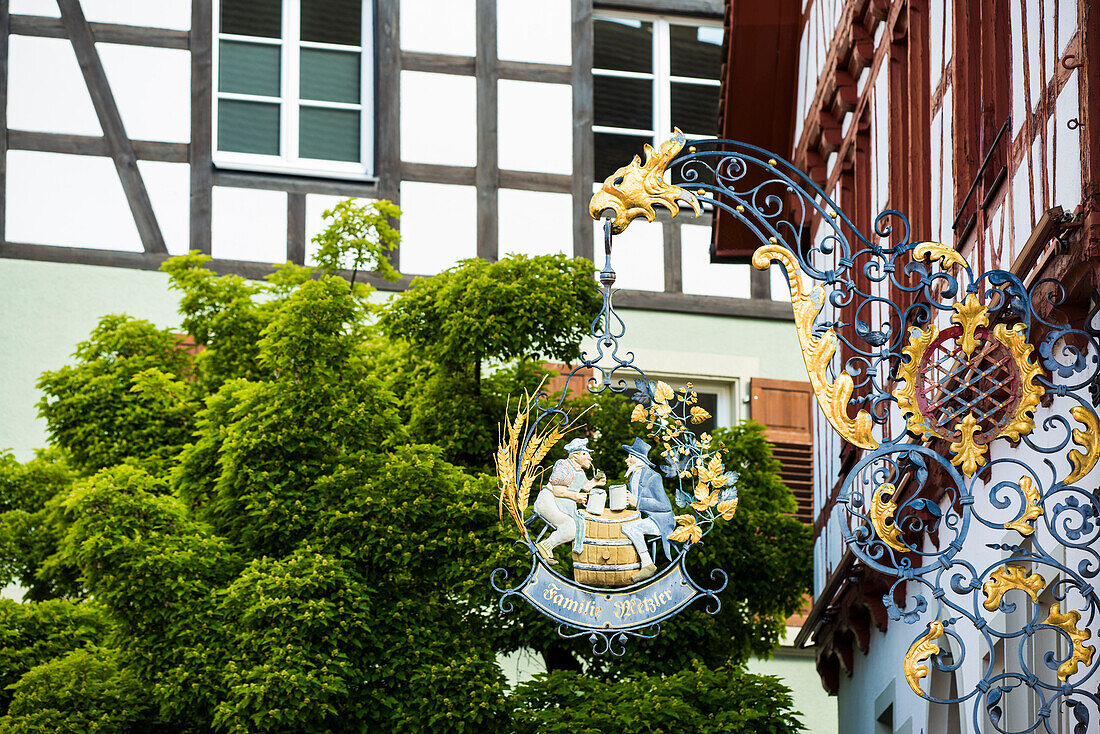 restaurant sign, Überlingen, Lake Constance, Baden-Württemberg, Germany