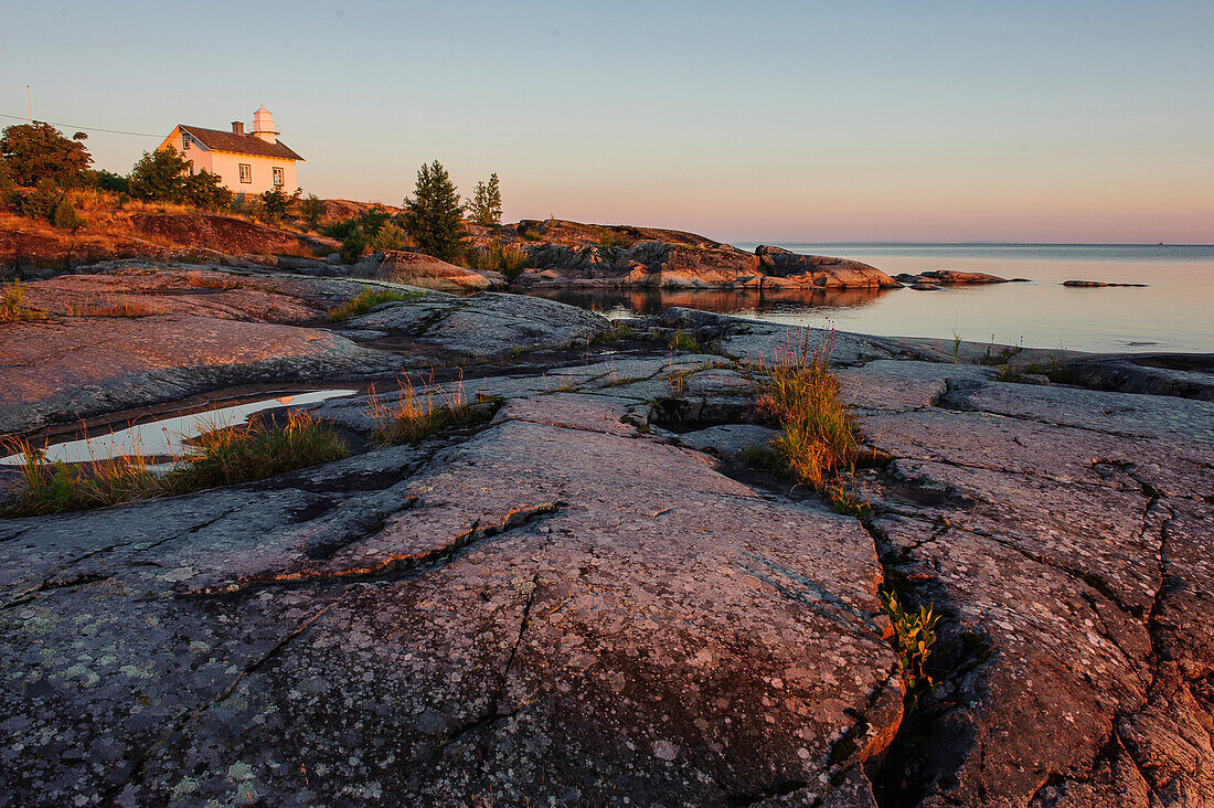 Sunrise landscape Kaellandsoe at Lake Vänern, Sweden