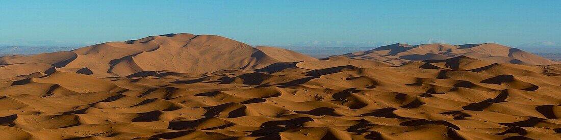 Am frühen Morgen im Dünengebiet Erg Chebbi, Tafilalet,  Marokko