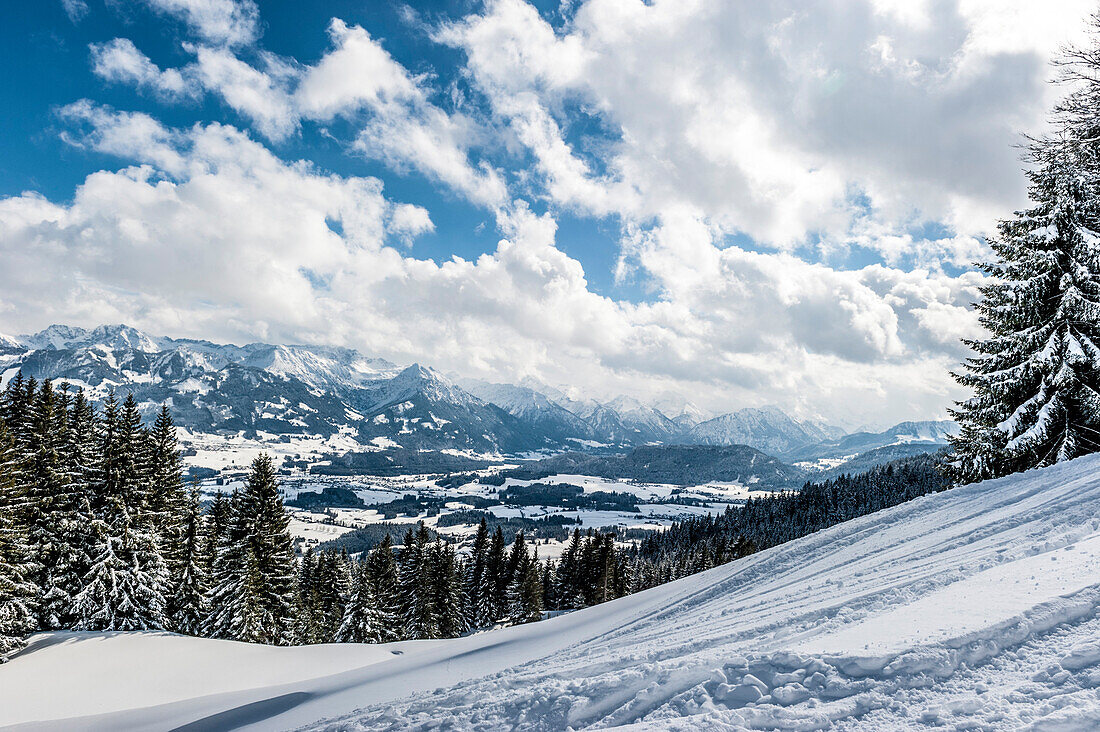 snowy landscape, Illertal, Hoernerdoerfer, Allgaaeu, Baden-Wuerttemberg, Germany, Europe, winter, Alps