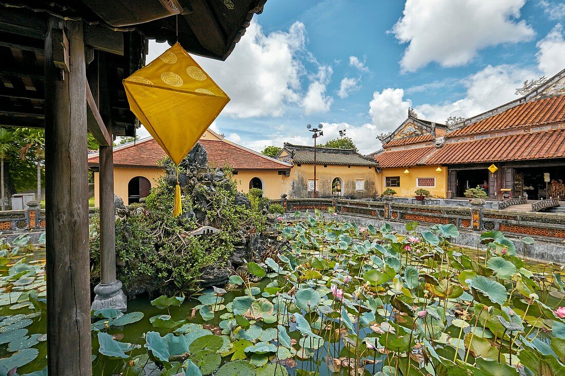 Lotus Lake at the Truong Du Pavilion. Dien Tho Residence, Imperial City, Hue, Vietnam.