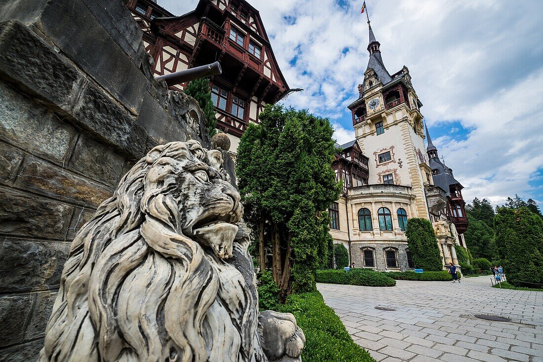 Peles Palace, former royal castle, built between 1873 and 1914, located near Sinaia city in Romania.