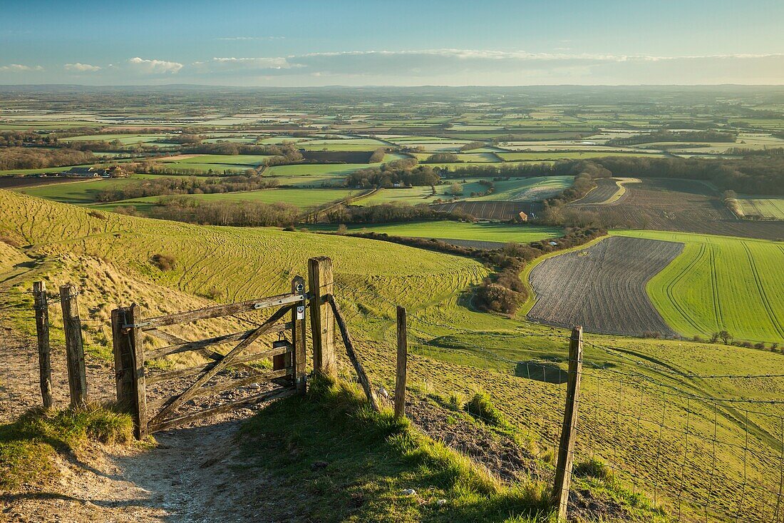 Spring morning inSouth Downs National Park near Lewes, East Sussex, England.