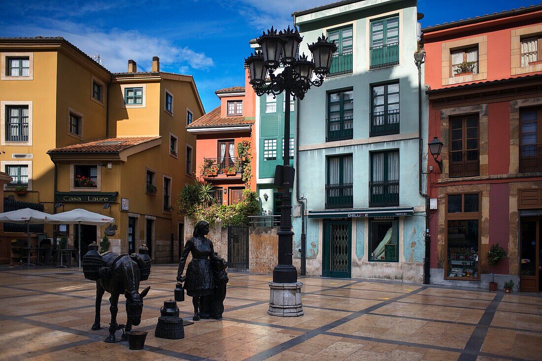 Trascorrales square in the Center of Oviedo City, Asturias, Spain. One of the stops of the Transcantabrico Gran Lujo luxury train.