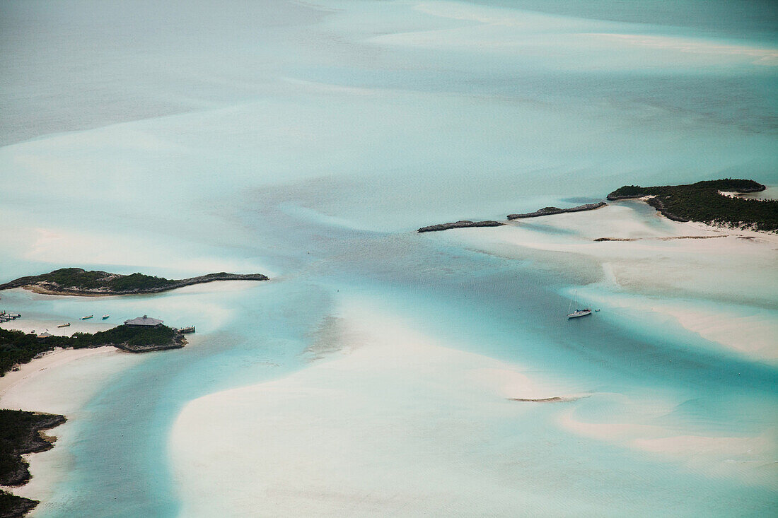 EXUMA, Bahamas. View of the Exuma Islands from the plane.