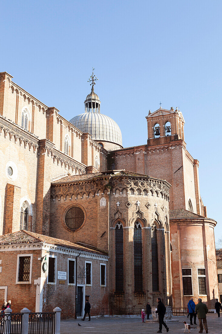 ITALY, Venice. View of the Basilica dei Santi Giovanni e Paolo located in the Campo Santi Giovanni e Paolo in the Castello district.  Castello is the largest of the six sestieri of Venice.