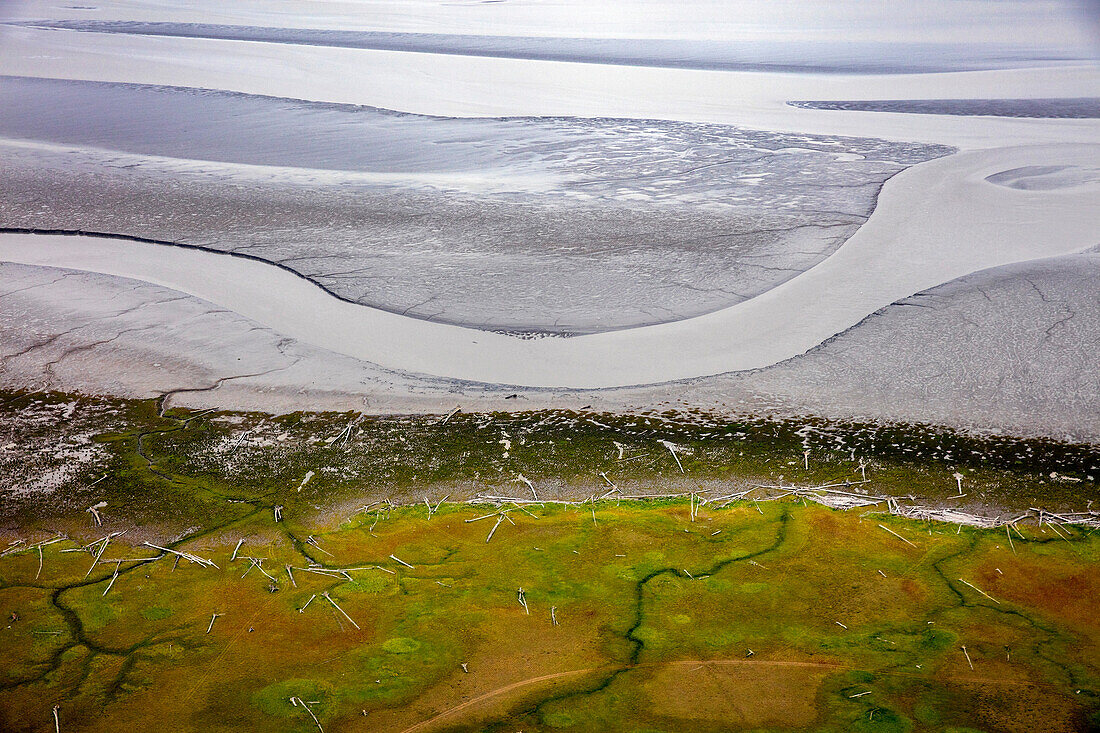 USA, Alaska, Redoubt Bay, Cook Inlet, views from inside the float plane after departing Redoubt Bay back to Anchorage