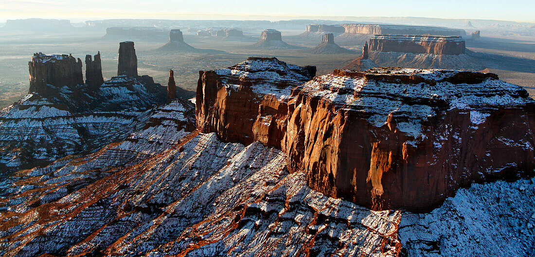 USA, Arizona, Utah, aerial view of Monument Valley, Navajo Tribal Park