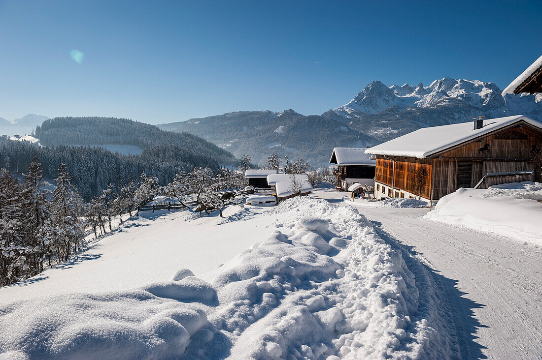 Bauernhaus, Schnee, Winter, Skigebiet, Werfenweng, Österreich, Alpen, Europa