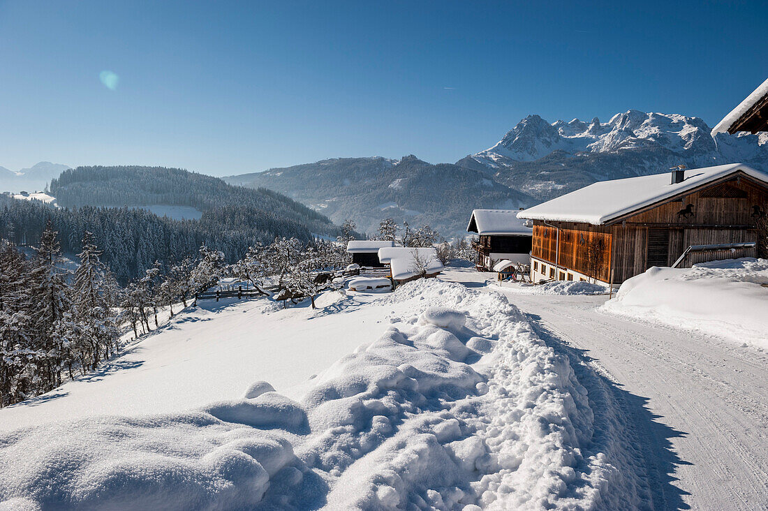 winterly landscape, mountains, snow, Werfenweng, Austria, the Alps, Europe