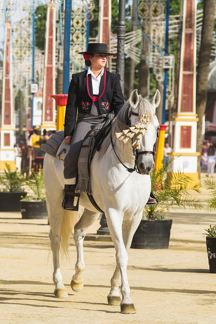 Rider In The May Horse Fair; Jerez De La Frontera, Cadiz, Andalusia, Spain