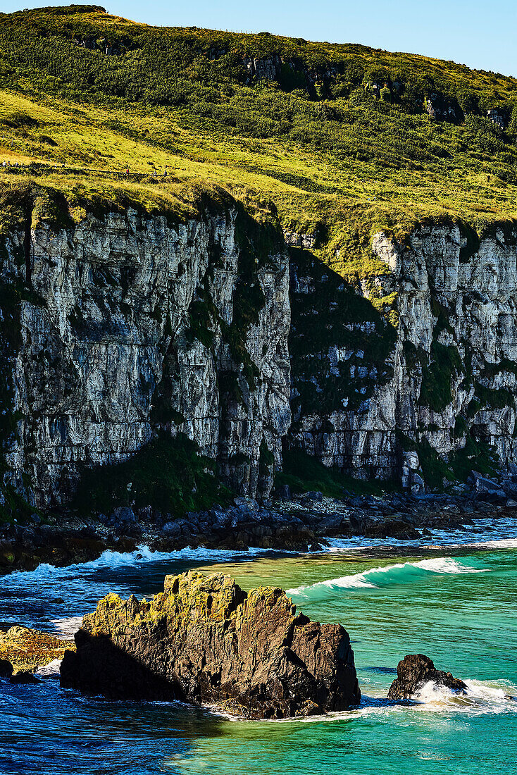 Rugged Cliffs Along The Coastline Of Northern Ireland; Ballintoy, Ireland