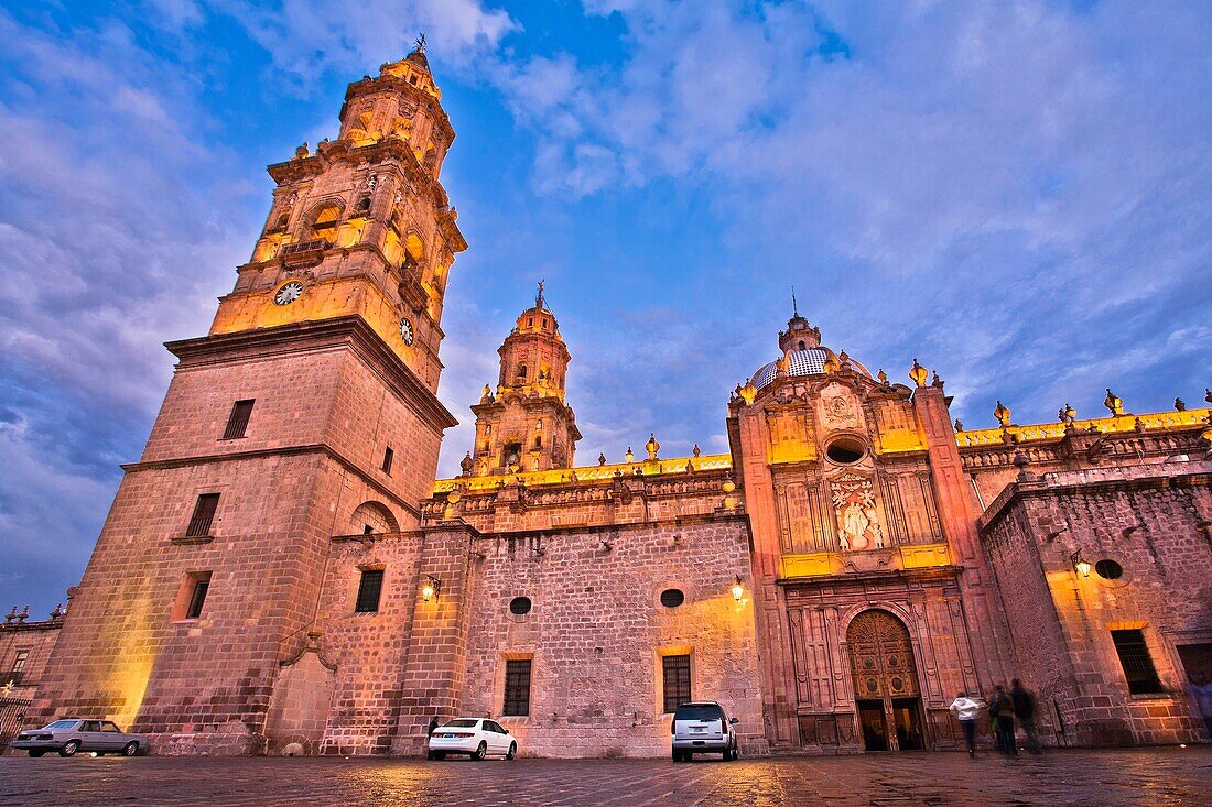 Morelia Cathedral, Catedral de Morelia, San Salvador, Baroque style, Historical Center of the city of Morelia City, Morelia, Michoacan State, Mexico, Central America.