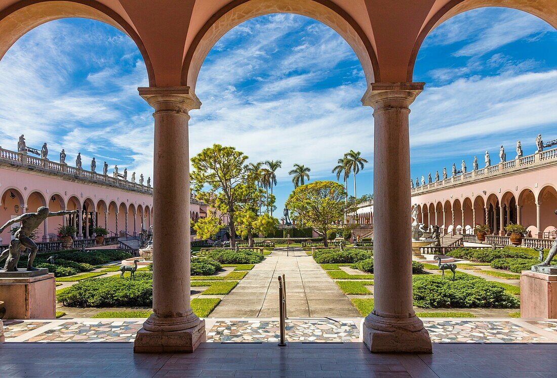 The Courtyard at The John and Mable Ringling Museum of Art in Sarasota Florida.