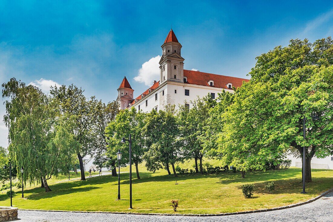 Bratislava castle is located in Bratislava, the capital of Slovakia in Europe.