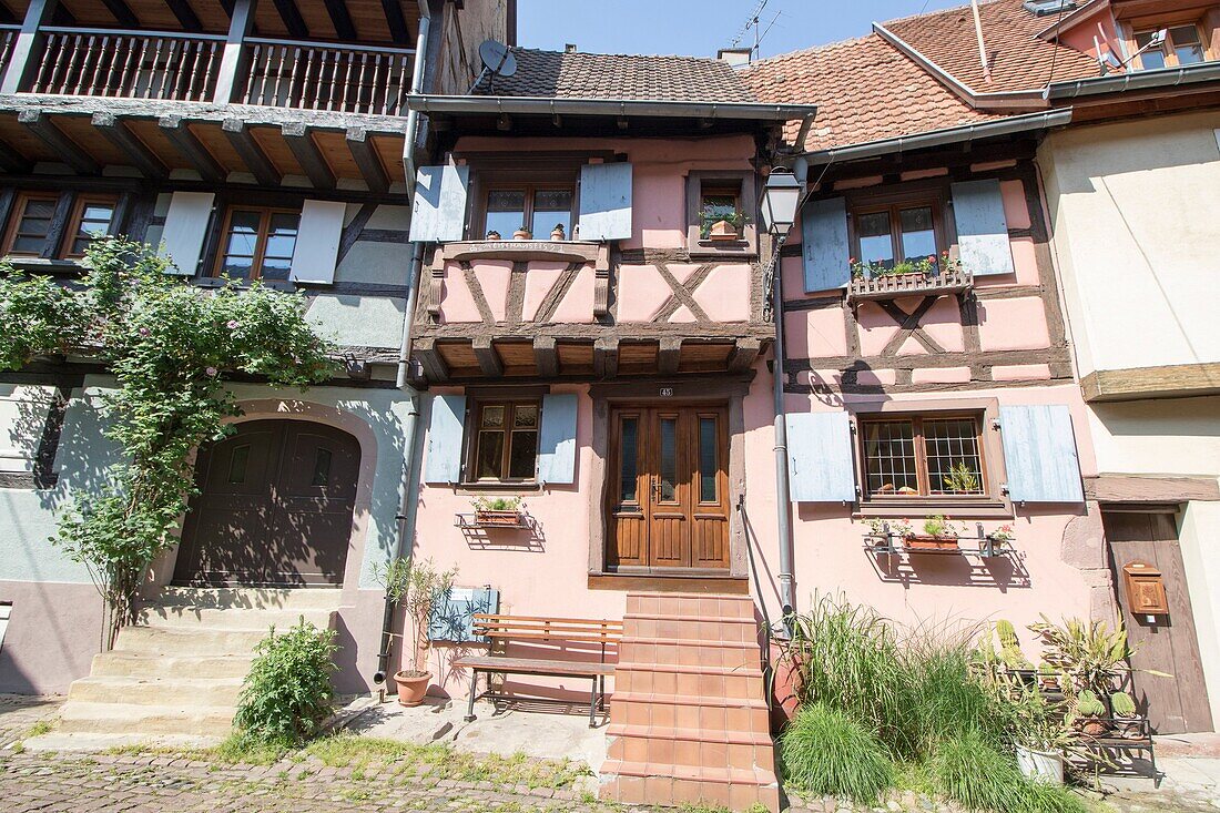 Eguisheim village, traditional colorful houses on May 14, 2016 in Alsace, France.