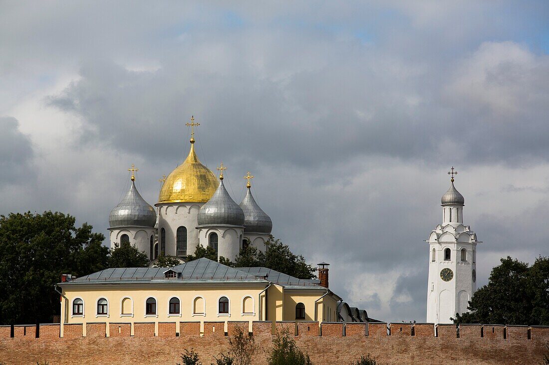 St Sophia Cathedral, Clock Tower, Kremlin, UNESCO World Heritage Site, Veliky Novgorod, Novgorod Oblast, Russia