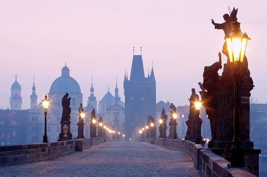 Czech republic prague - charles bridge at dawn.