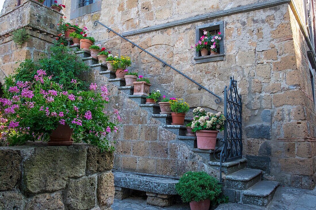 Civita di Bagnoregio, Viterbo, Lazio, Italy, Europe. A typical house entrance.